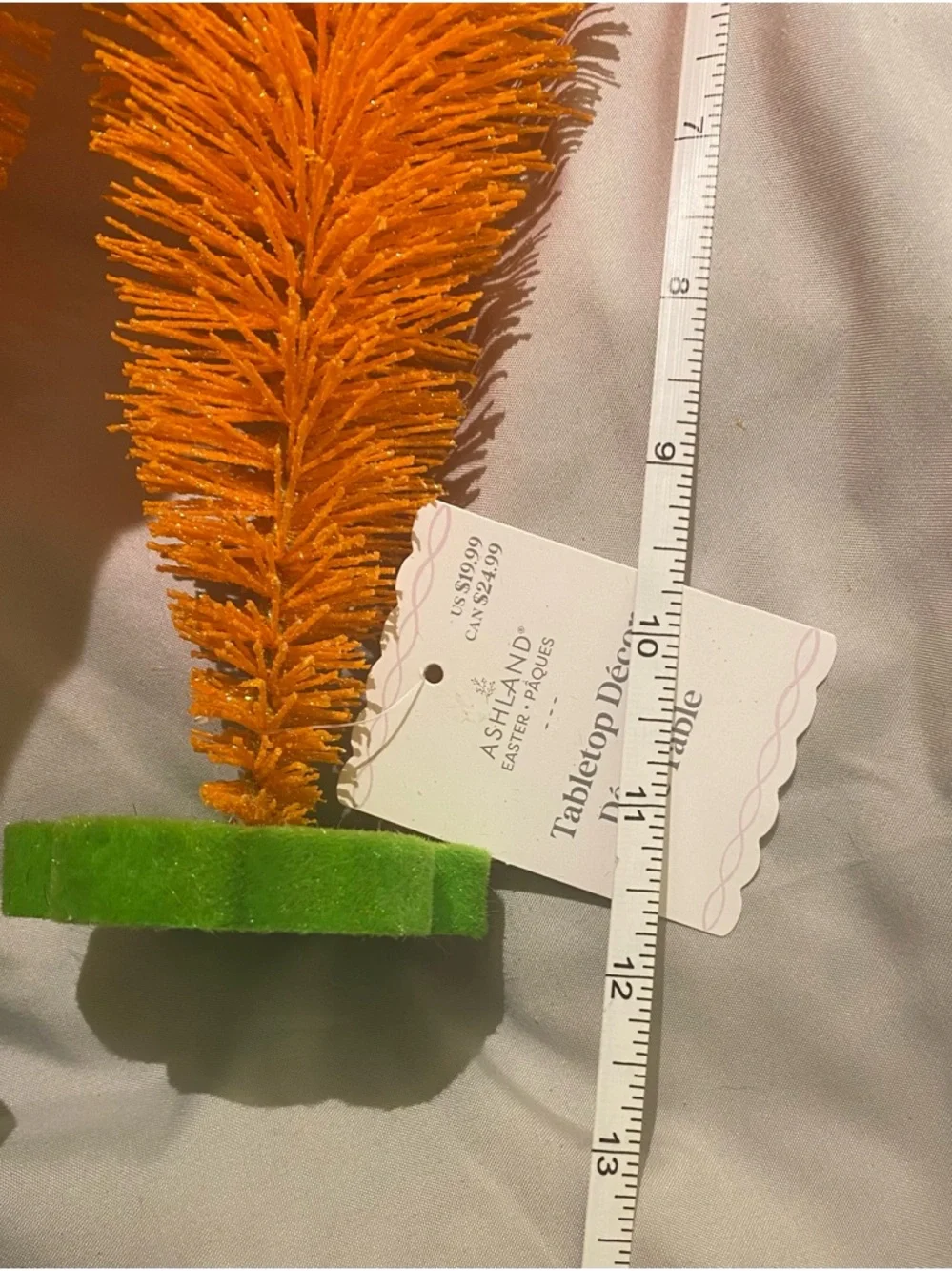 Ashland Orange and Green Carrot Bottle Brush Decoration - 2 pc